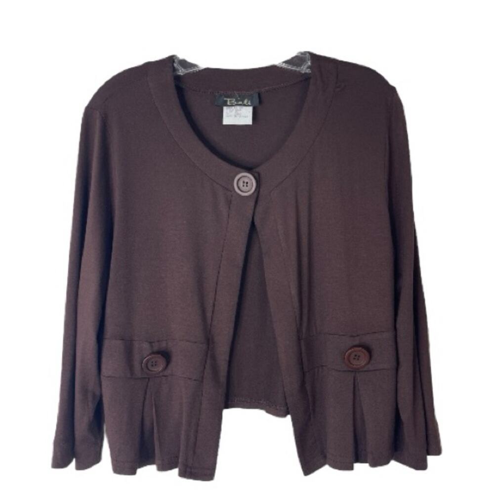 Vintage brown button cropped preppy boho cardigan medium